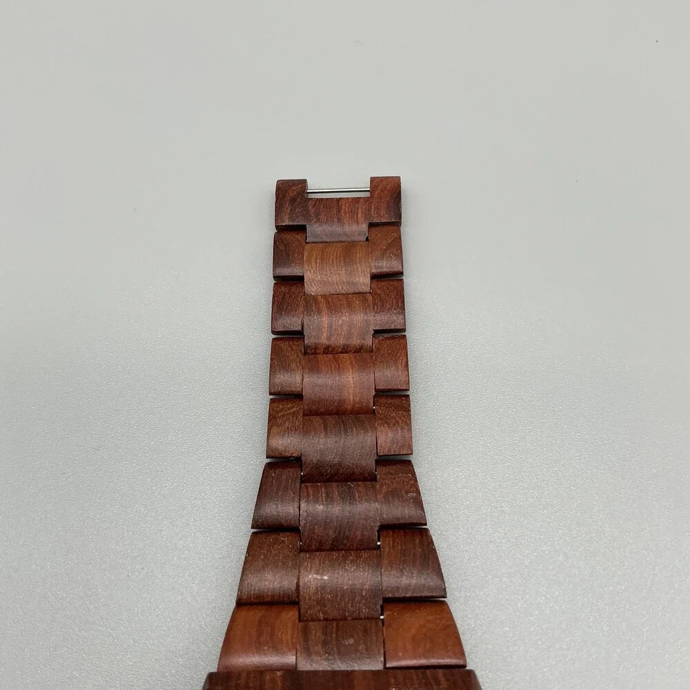 WeWOOD G12-108 Mens Watch 46mm Dual Time Natural Wood Bracelet New Battery 9.25